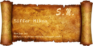 Siffer Miksa névjegykártya